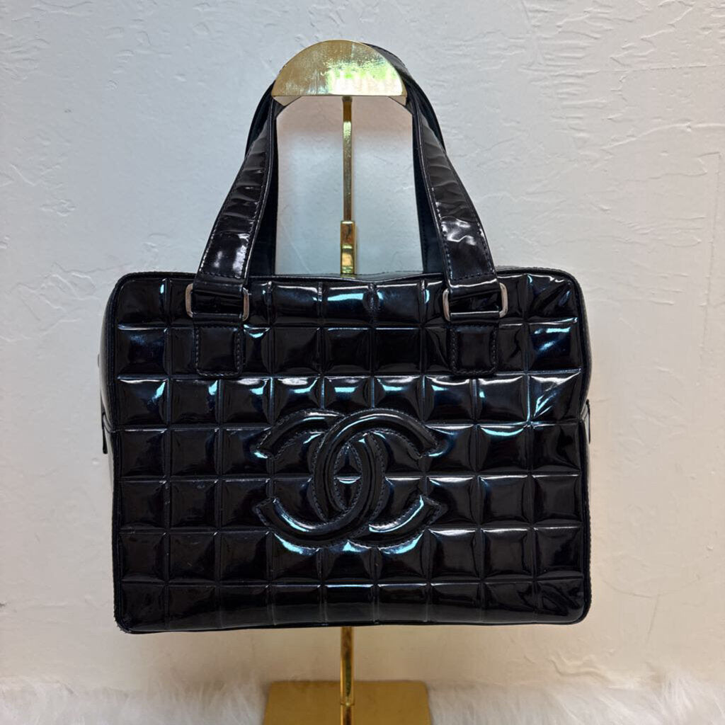 Chocolate Bar CC Bowler Bag Quilted Patent Medium