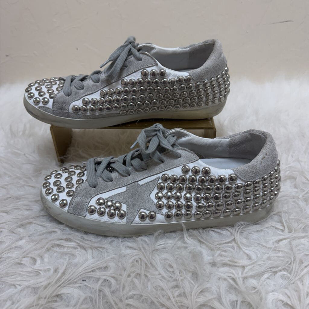 Silver Studded Low Top Sneakers