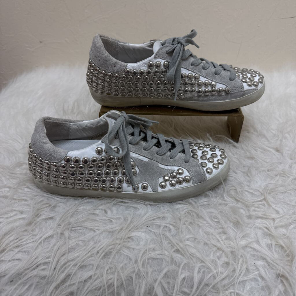 Silver Studded Low Top Sneakers