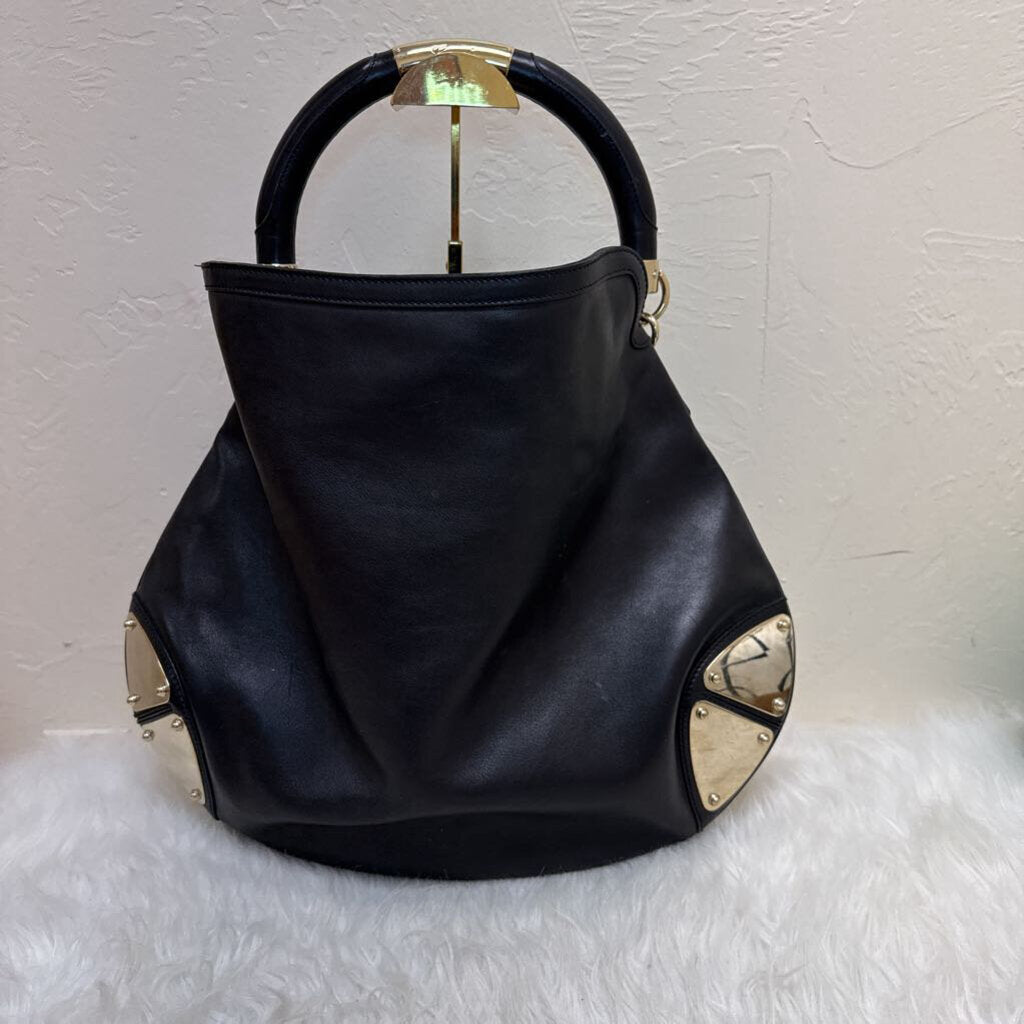 Leather Indy Hobo w/ Bamboo Handle