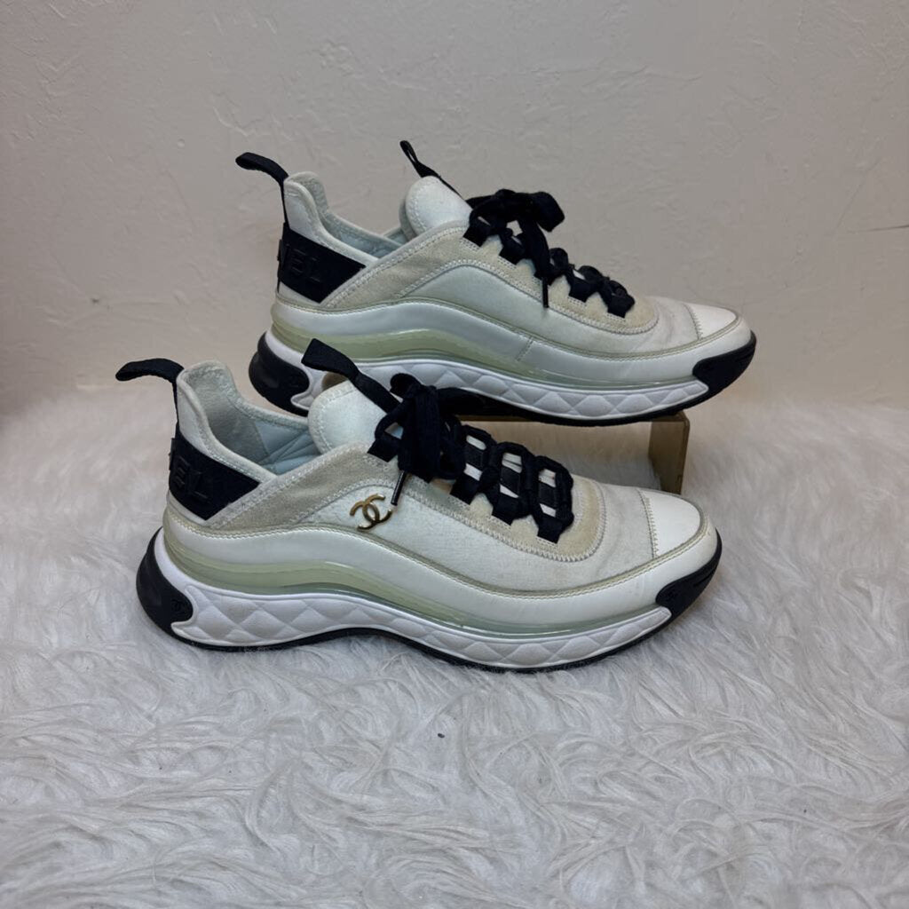 White suede and leather sneakers