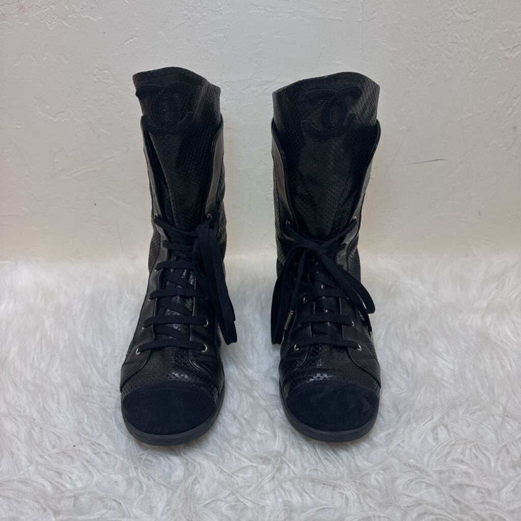 Perforated High Top Boots