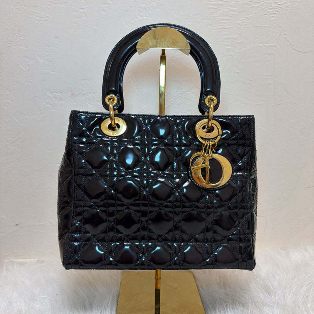 Black Cannage Lady Dior Patent