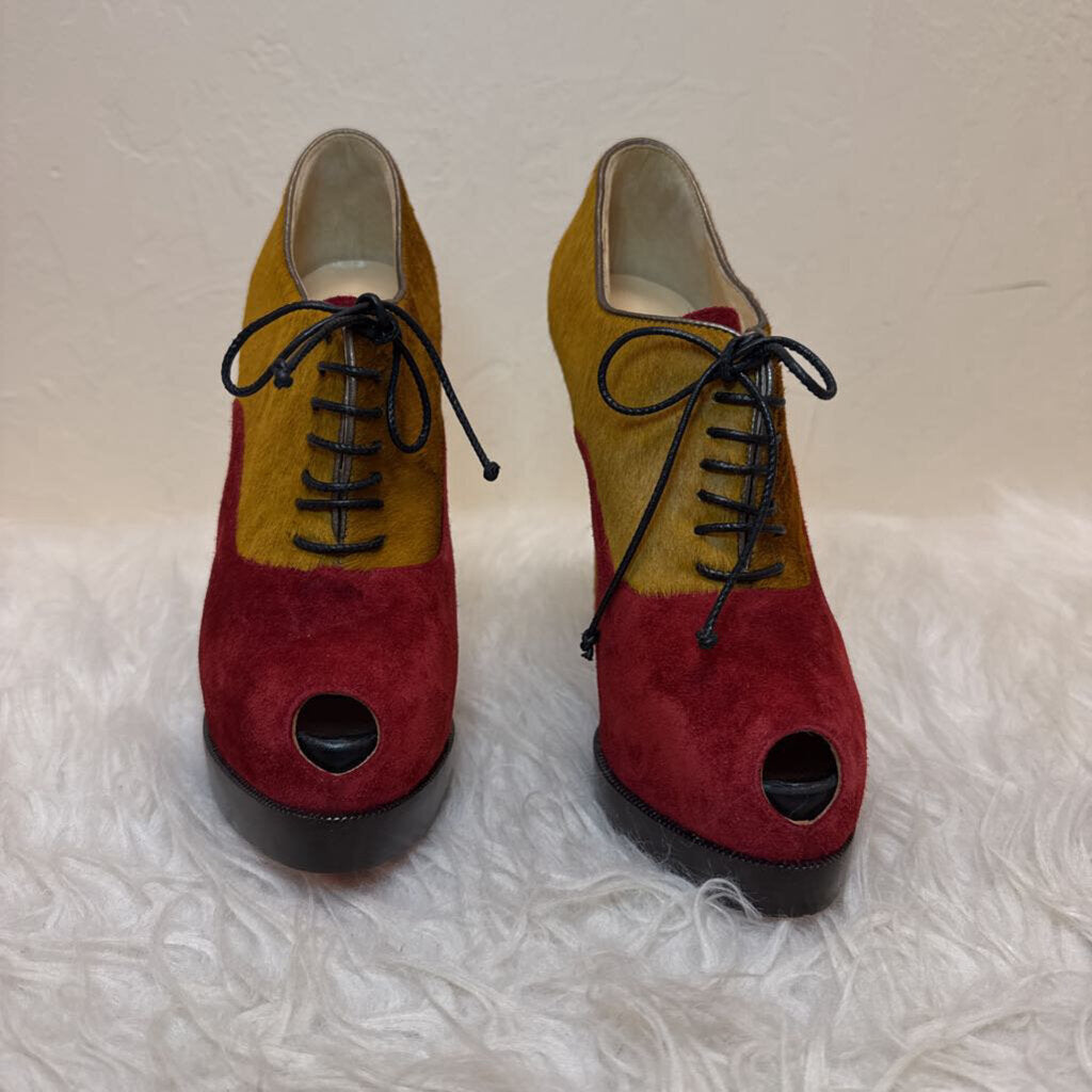 Suede Peep Toe Booties