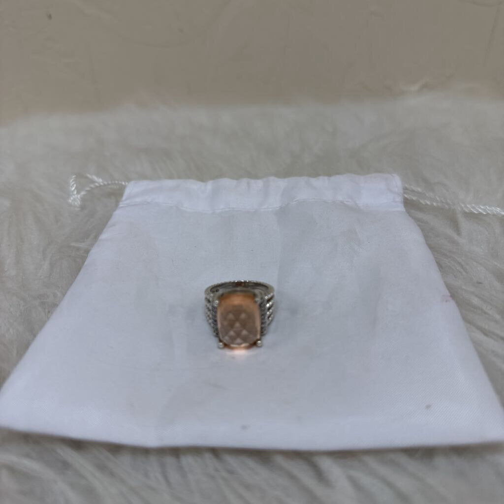 Wheaton Ring with Morganite and Pave Diamonds
