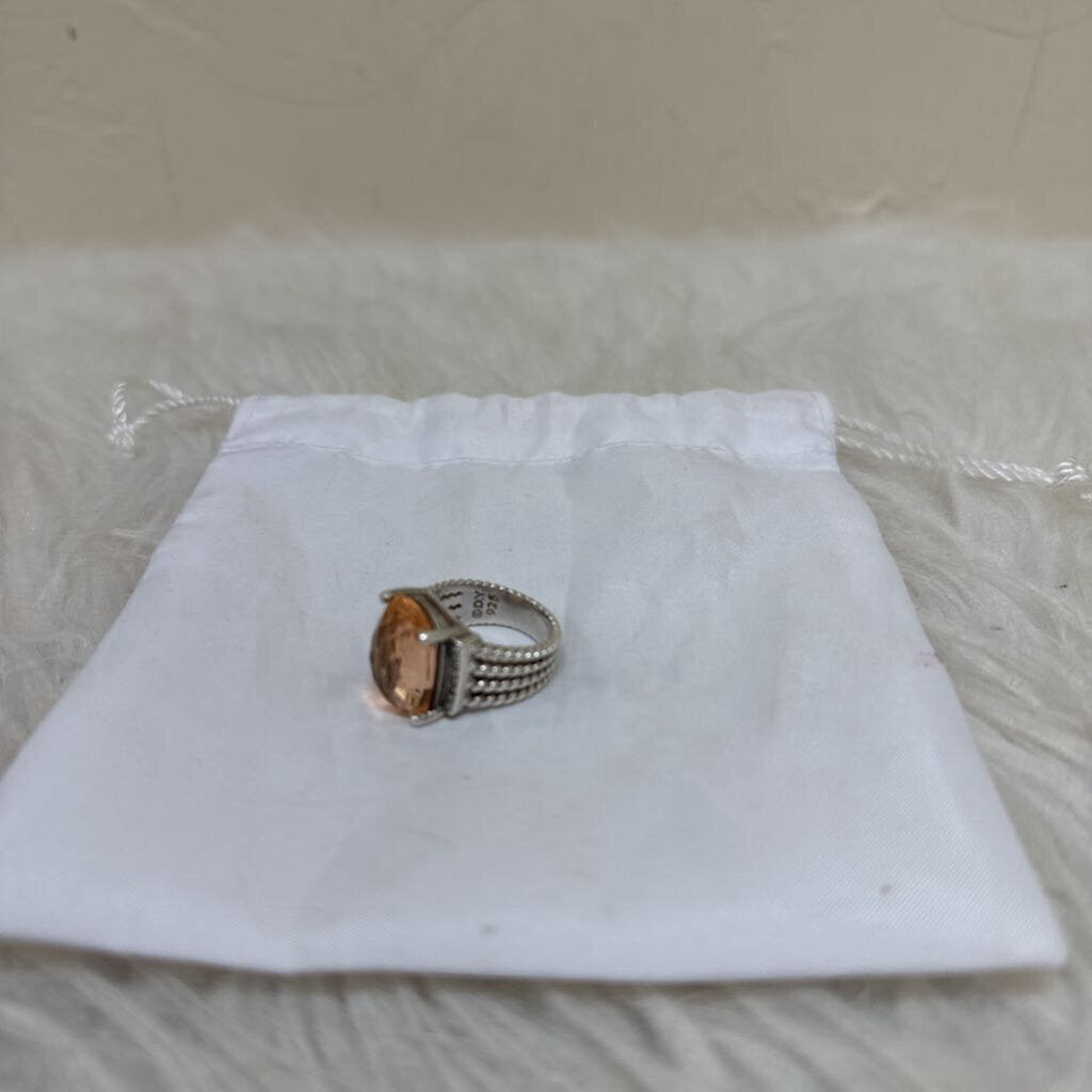 Wheaton Ring with Morganite and Pave Diamonds