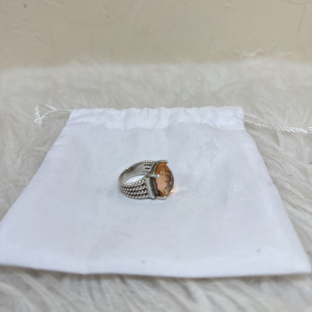 Wheaton Ring with Morganite and Pave Diamonds