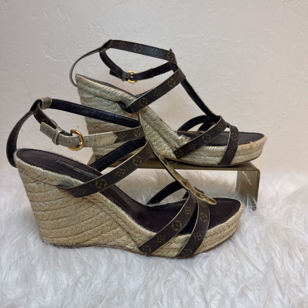 Monogram Wedge Sandals