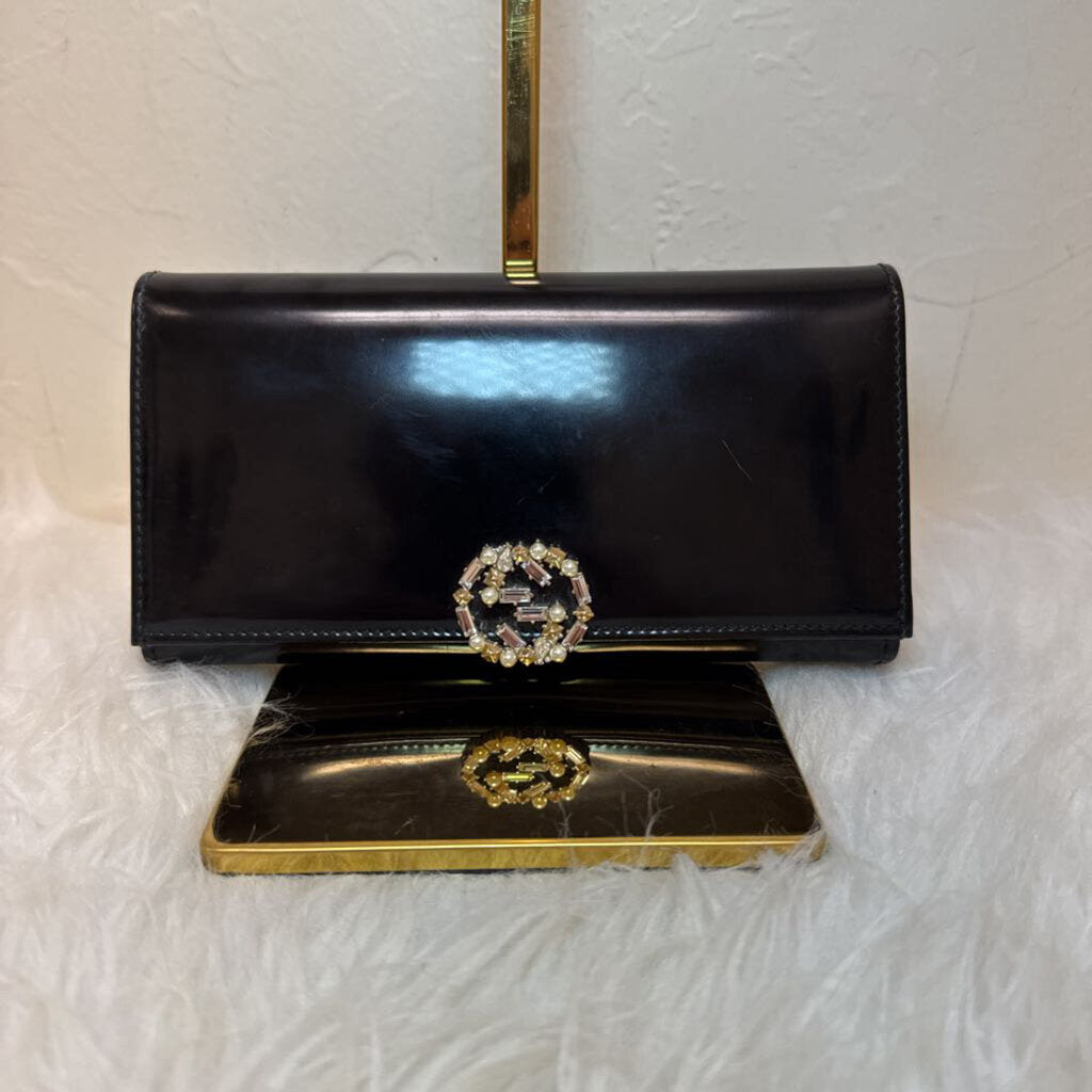 Broadway Moon Patent Leather Crystal GG Wallet