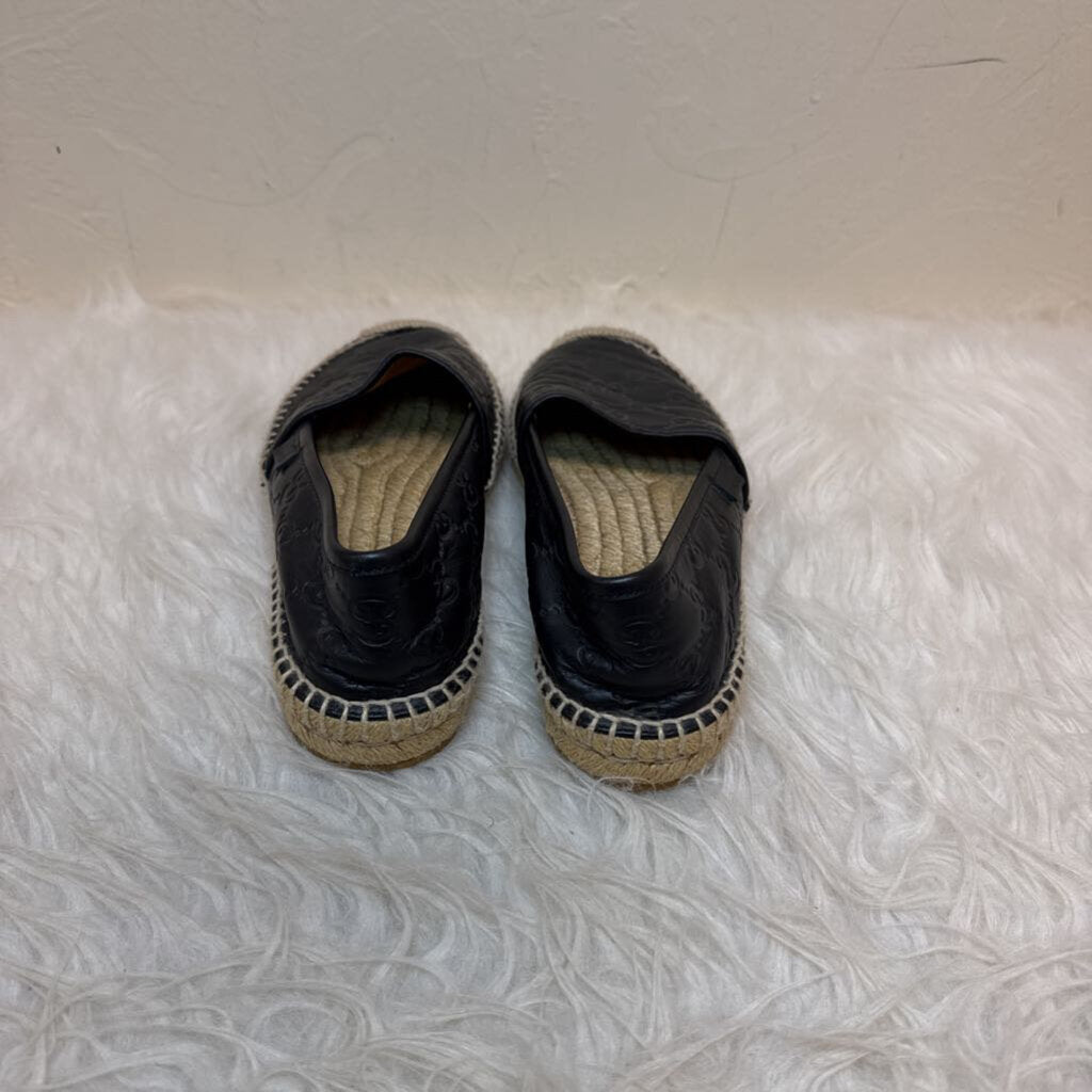 Black GG Leather Espadrilles