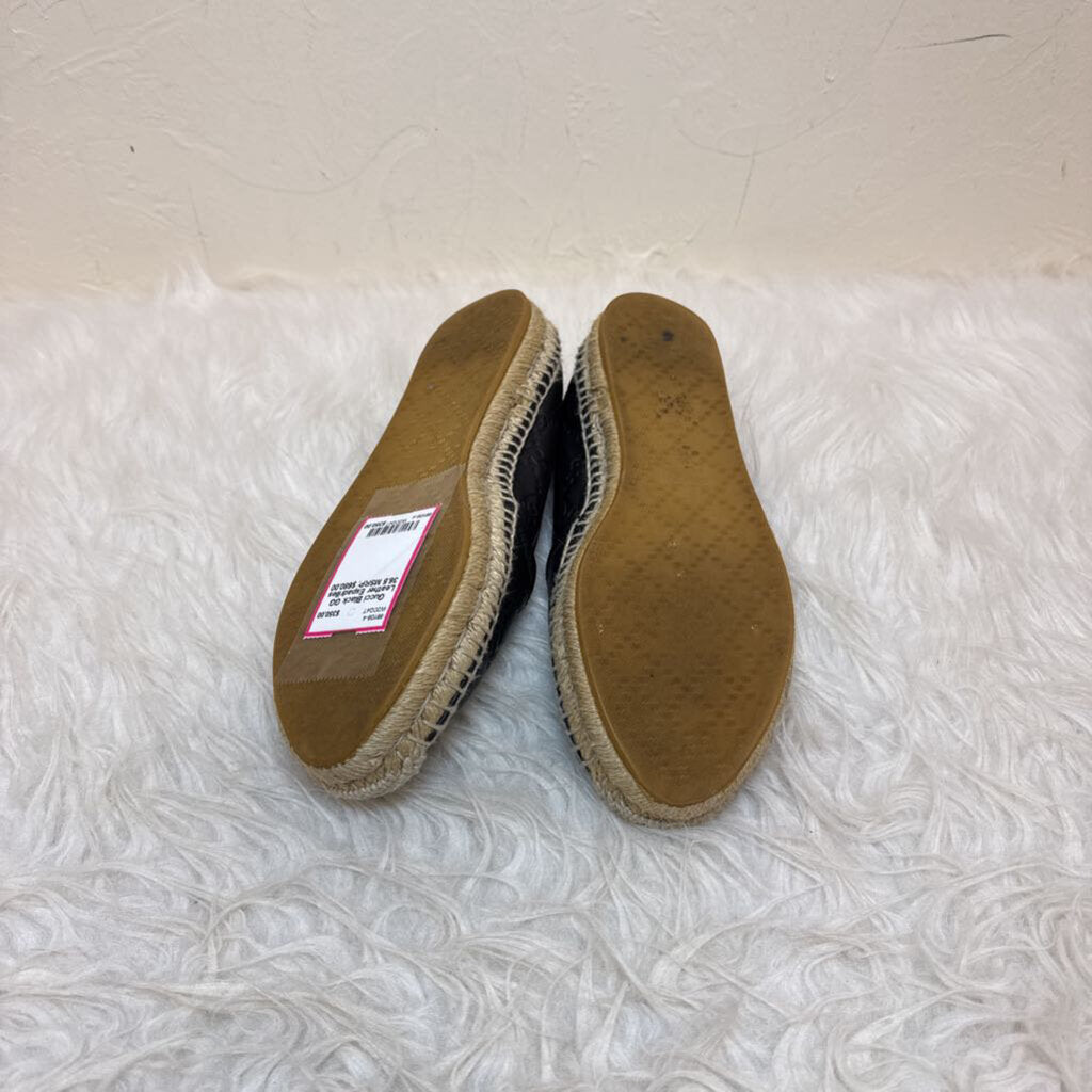 Black GG Leather Espadrilles