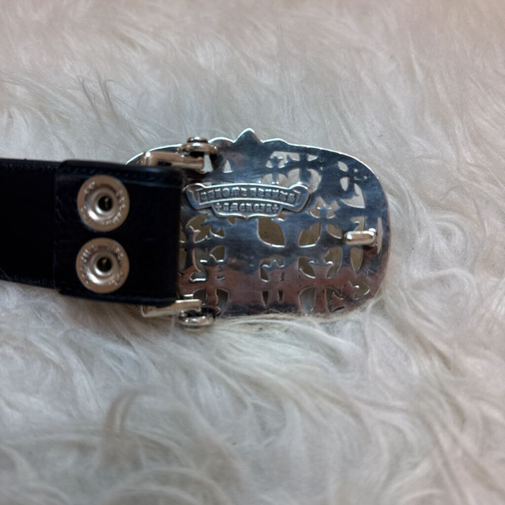 Black Chrome Hearts Belt w/ Silver Buckle