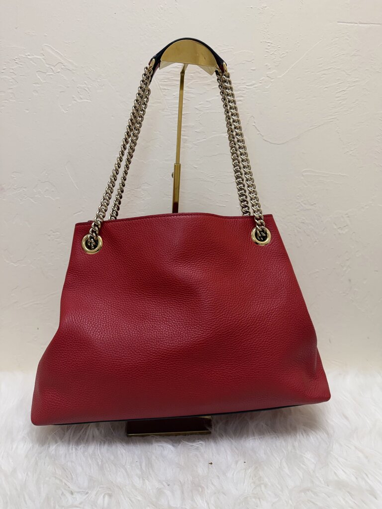 Red Pebbled Leather Soho Chain Tote
