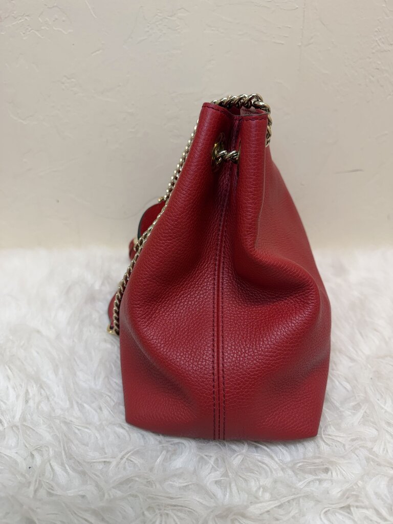 Red Pebbled Leather Soho Chain Tote