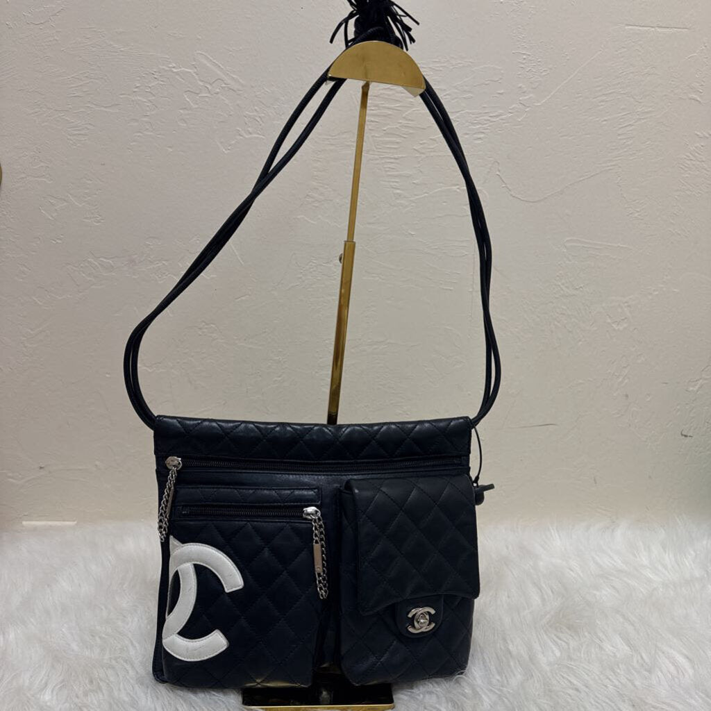 Black Calfskin Cambon Ligne Shoulder Bag