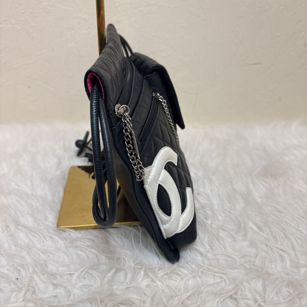 Black Calfskin Cambon Ligne Shoulder Bag