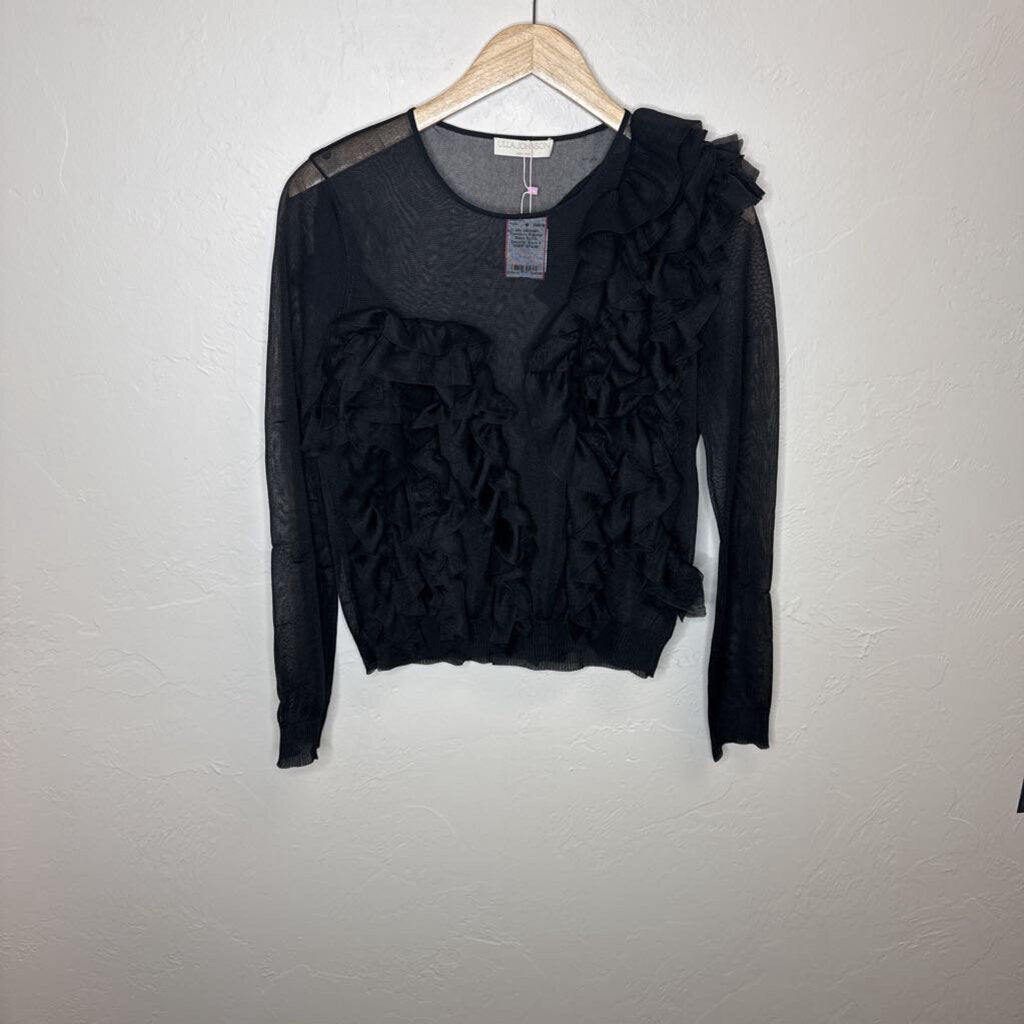 Theodora Pullover Sheer Ruffle Sweater