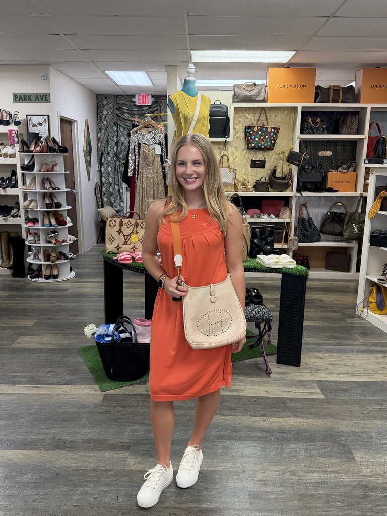 Orange Sleeveless Sqaure Neckline Dress