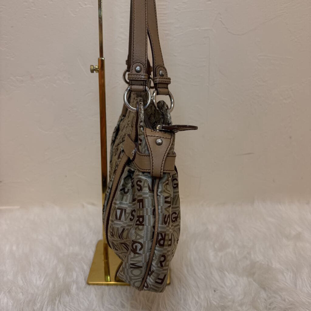 Mongram Canvas Handbag w/ Leather Trim