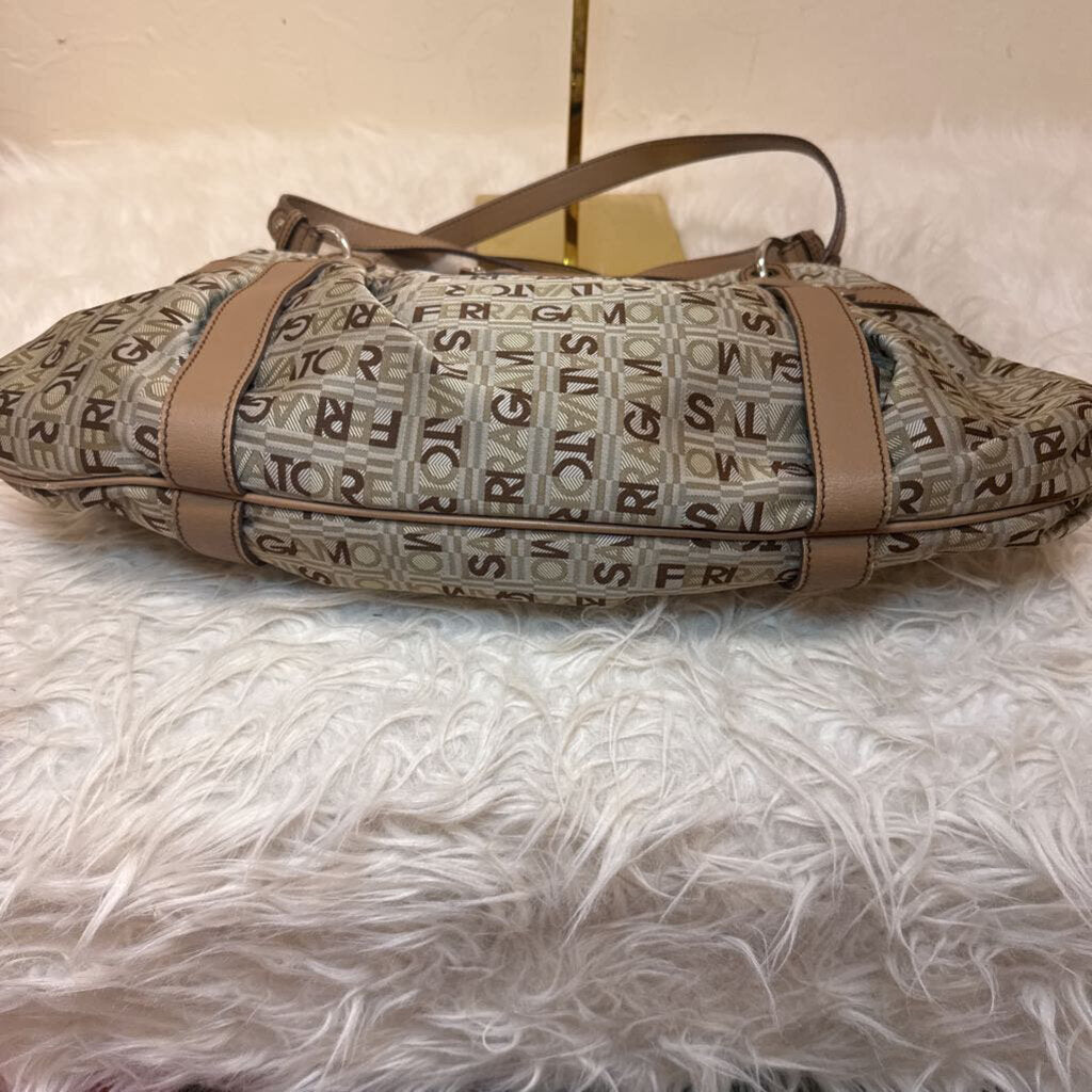 Mongram Canvas Handbag w/ Leather Trim