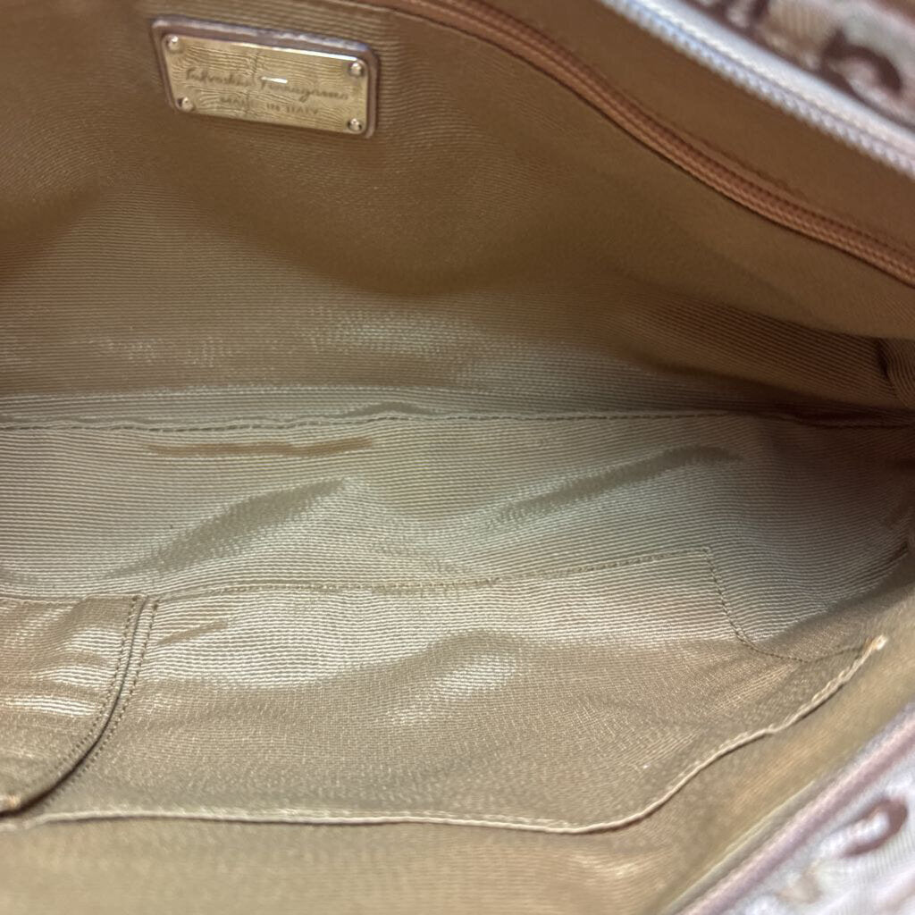 Mongram Canvas Handbag w/ Leather Trim