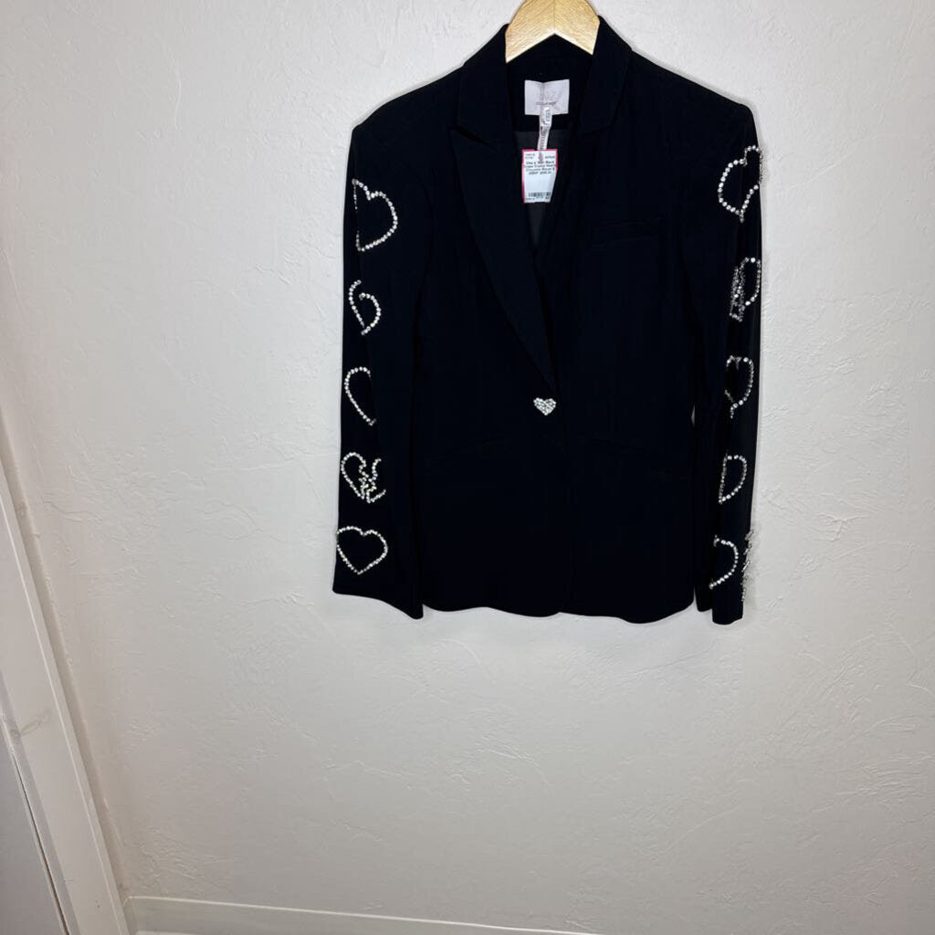 Black Crepe Crystal Hearts Cheyenne Blazer