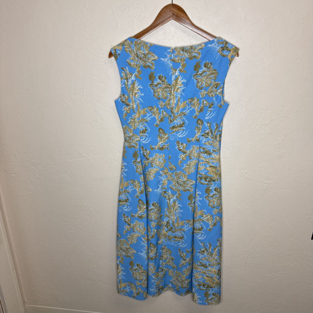 Portrait Neck Tulip Midi Dress w/ Floral Print
