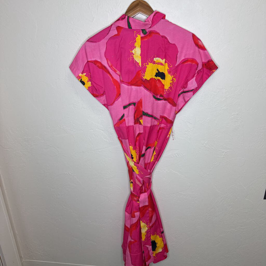 Poppy Floral Print Belted Kimono Sleeve Dress