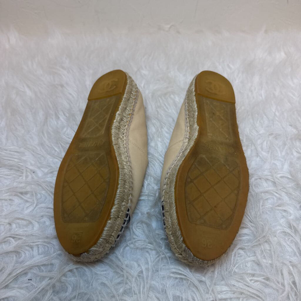 Beige Black Lambskin Espadrilles