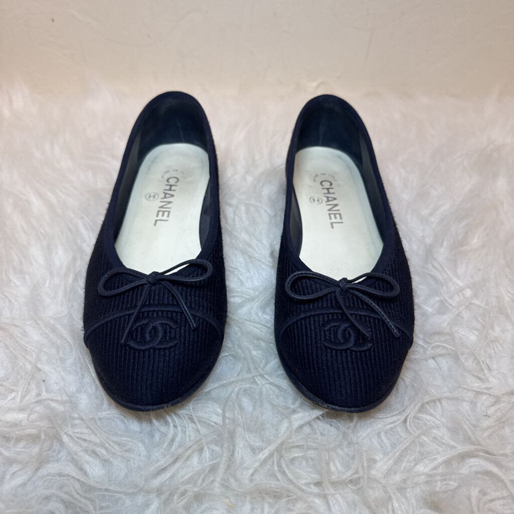 Navy Corduroy Ballet Flats