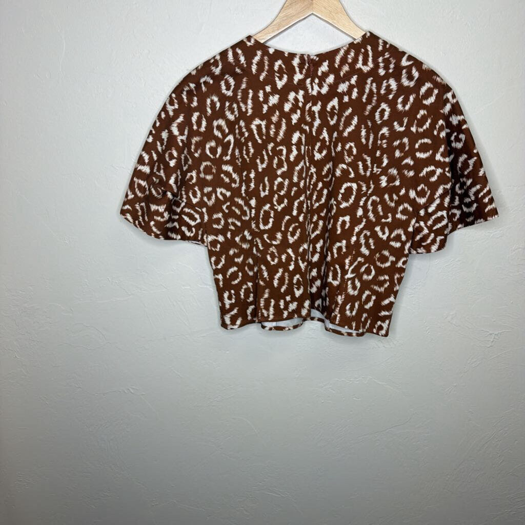 Brown/White Animal Print Short Set