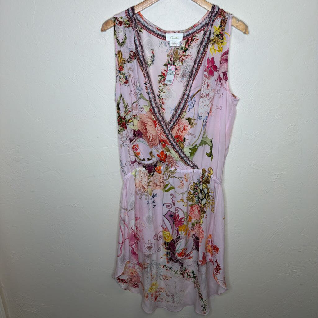Floral V-Neck Mini Dress with Cutout and Rhinestone Detailing