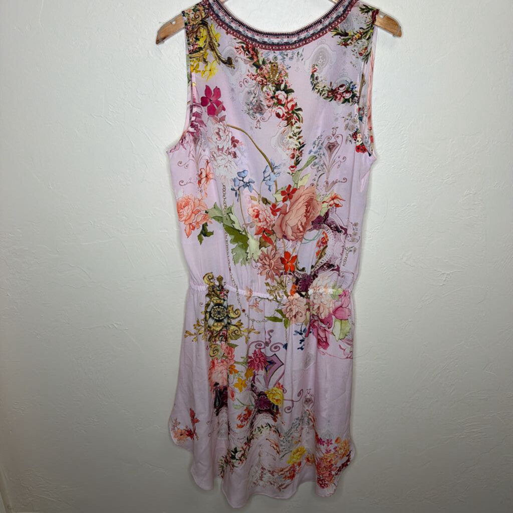 Floral V-Neck Mini Dress with Cutout and Rhinestone Detailing