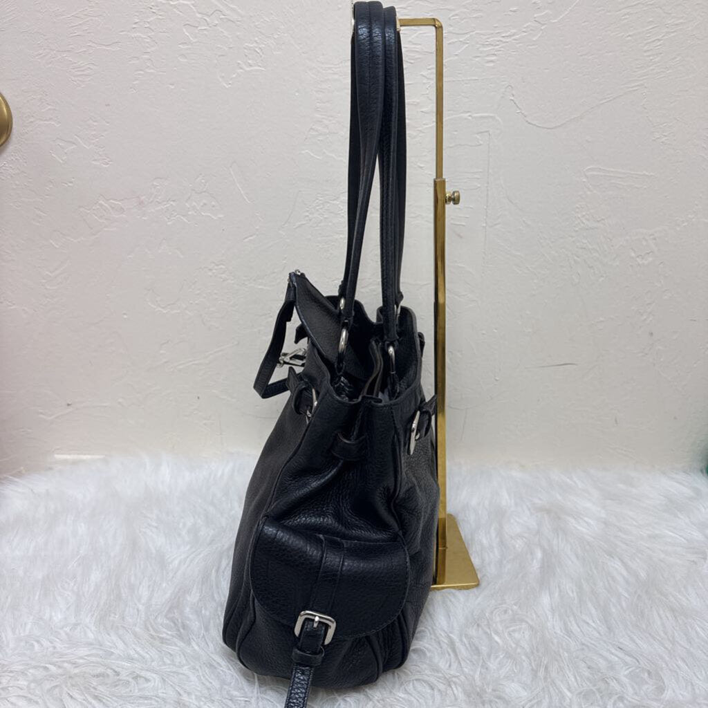 Vitello Daino Leather Shoulder Bag w/ Silver Hardware