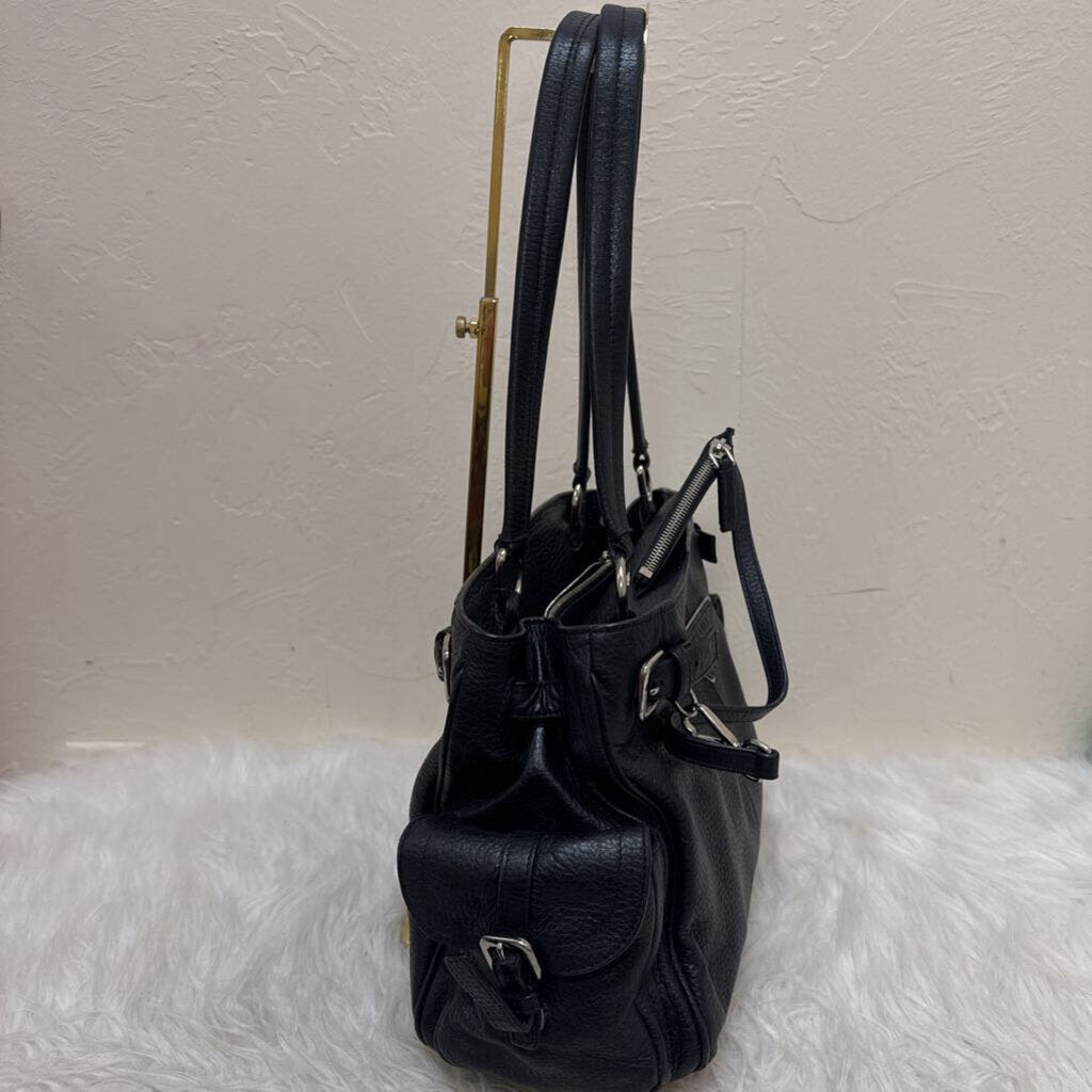 Vitello Daino Leather Shoulder Bag w/ Silver Hardware