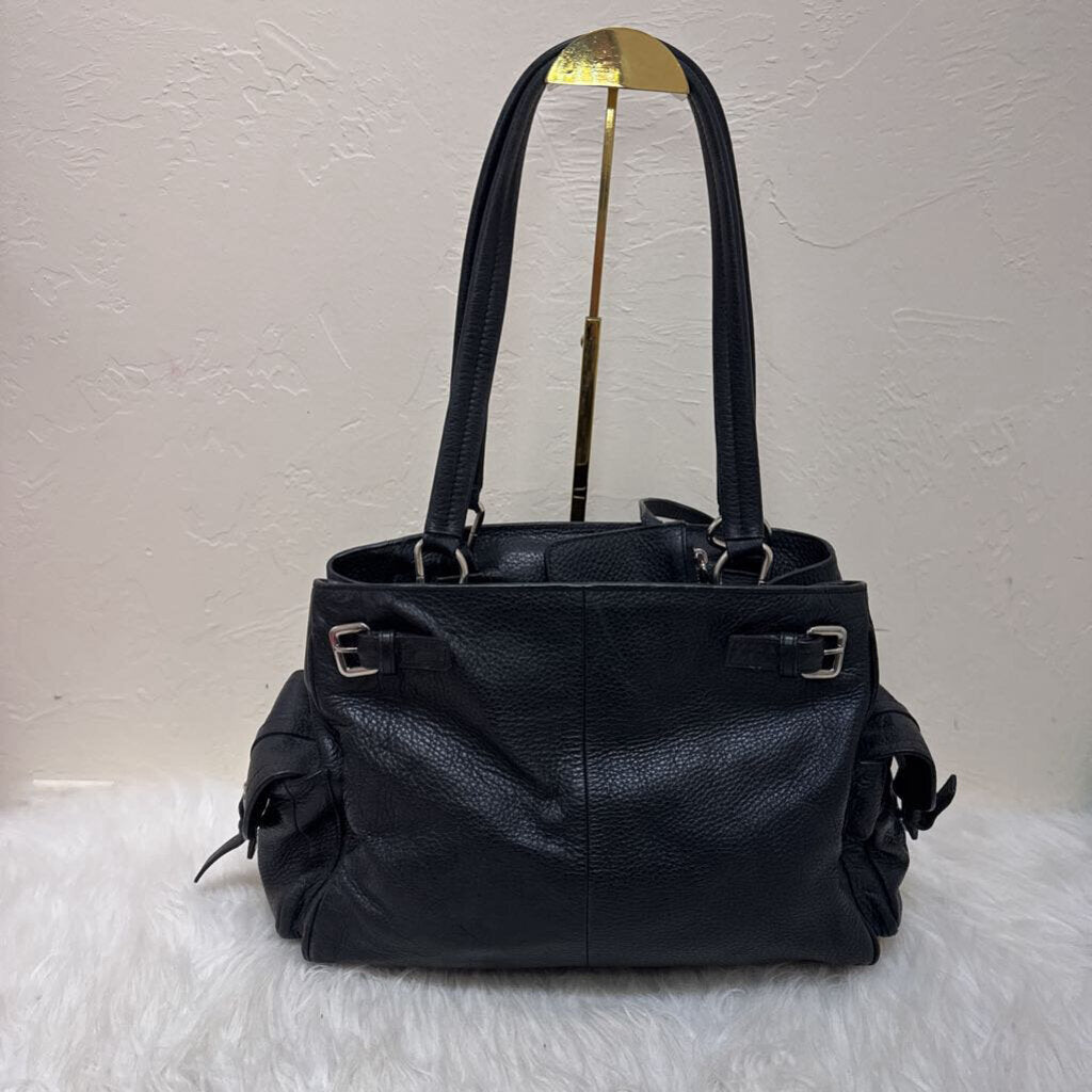 Vitello Daino Leather Shoulder Bag w/ Silver Hardware