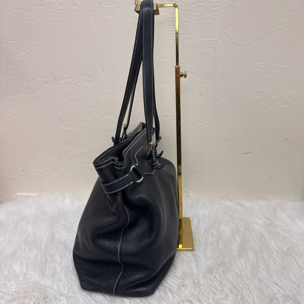 Leather Shoulder Bag w/ White Stitching