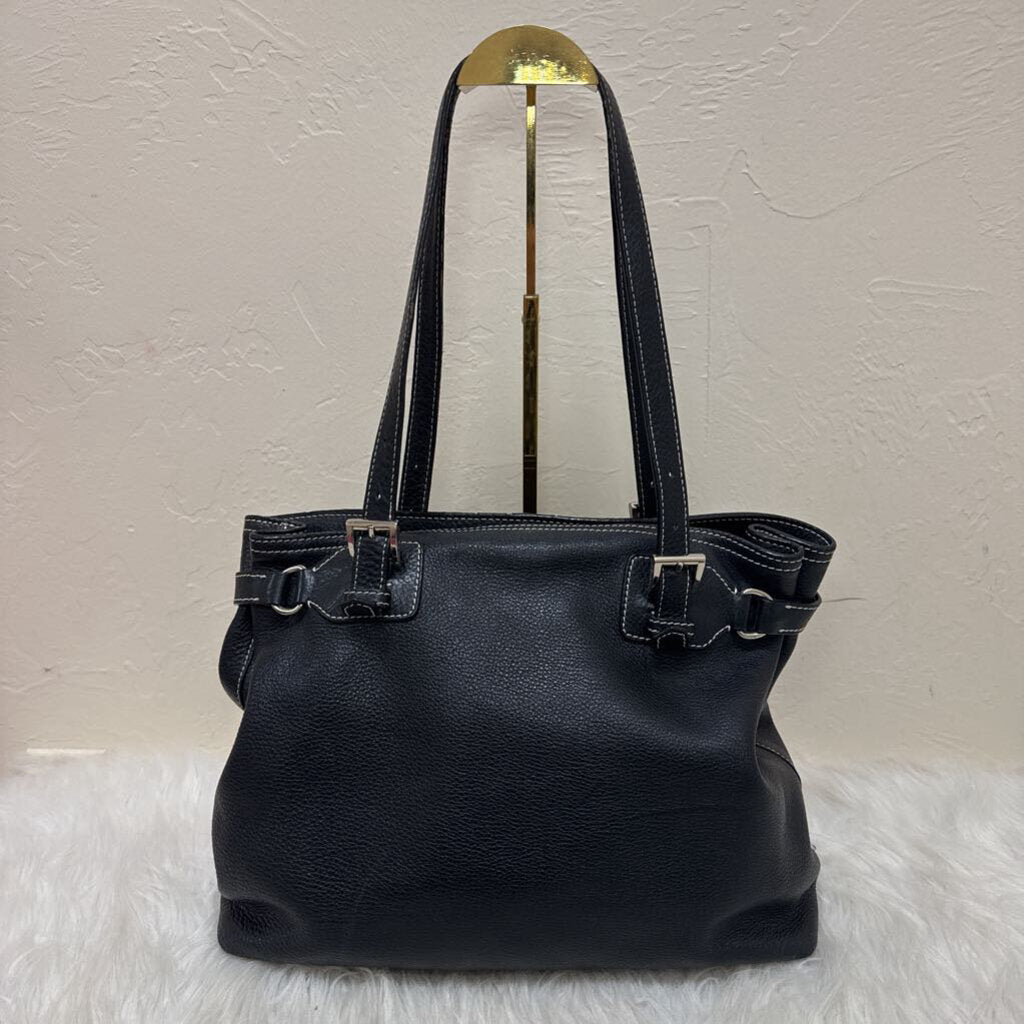 Leather Shoulder Bag w/ White Stitching