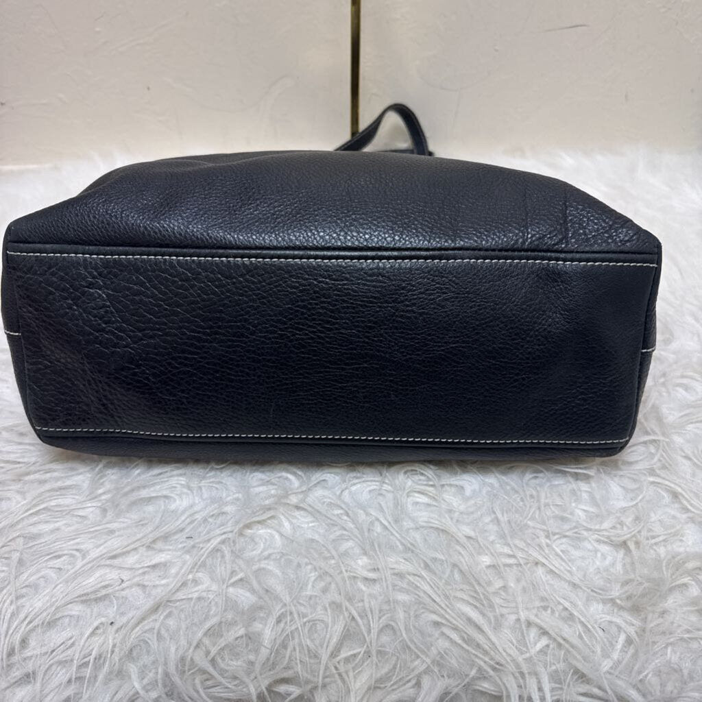 Leather Shoulder Bag w/ White Stitching