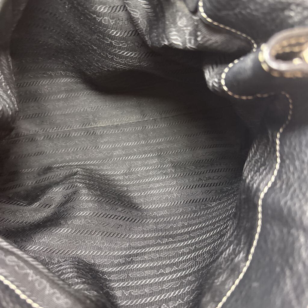 Leather Shoulder Bag w/ White Stitching