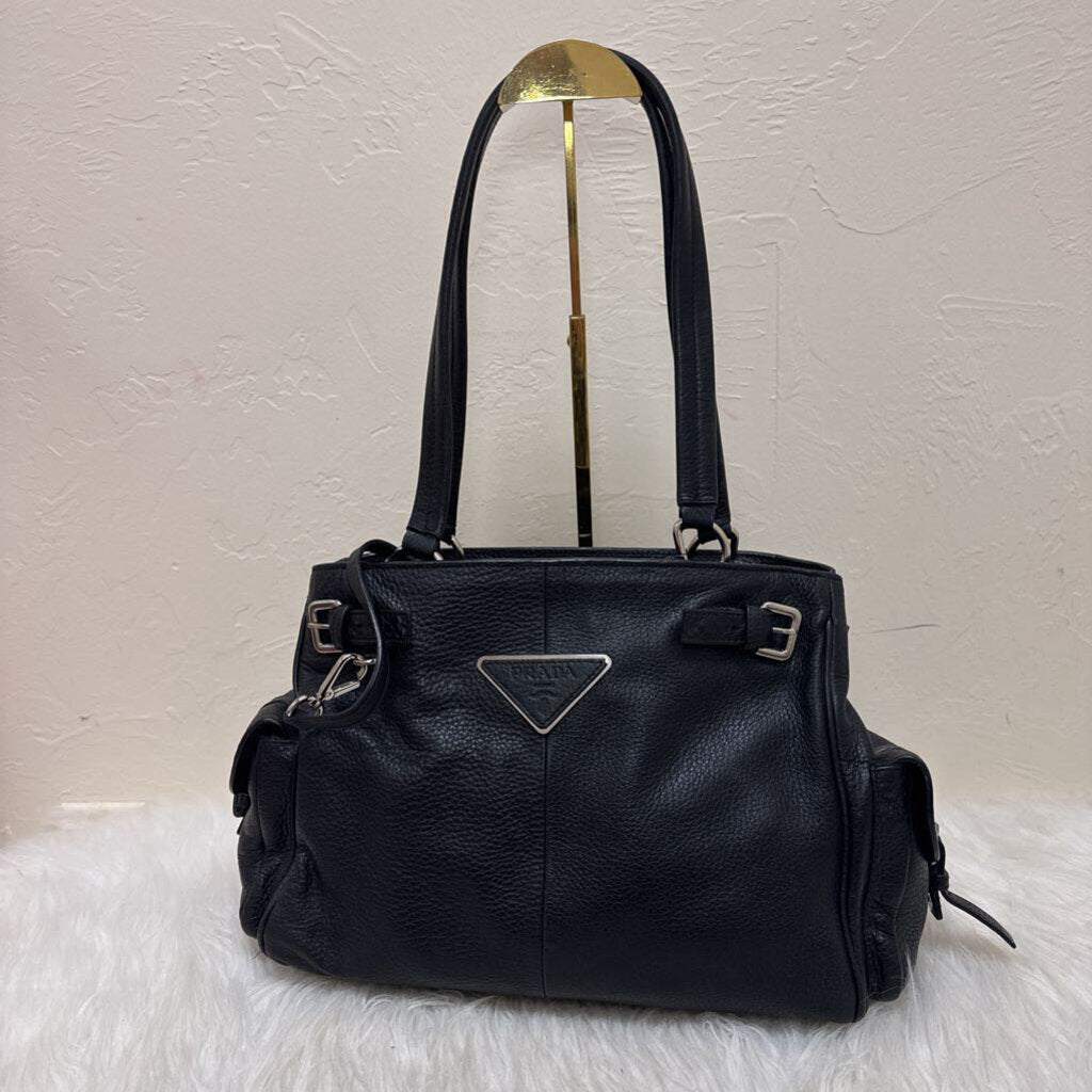 Leather Shoulder Bag w/ White Stitching