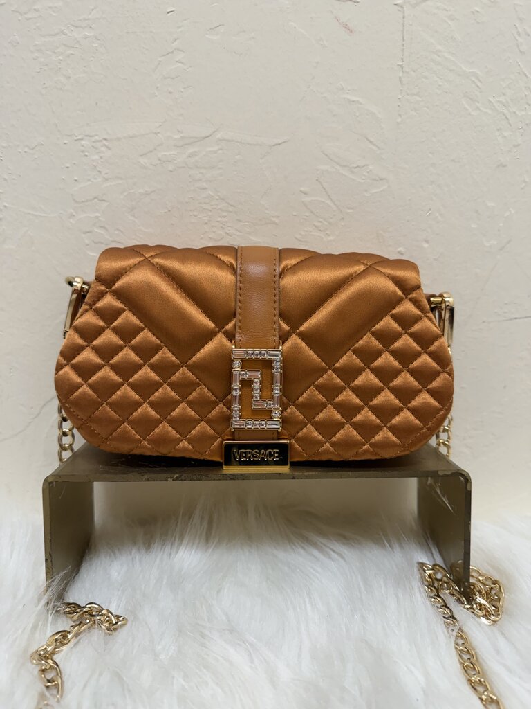 Greca Goddess Quilted Satin Shoulder Bag