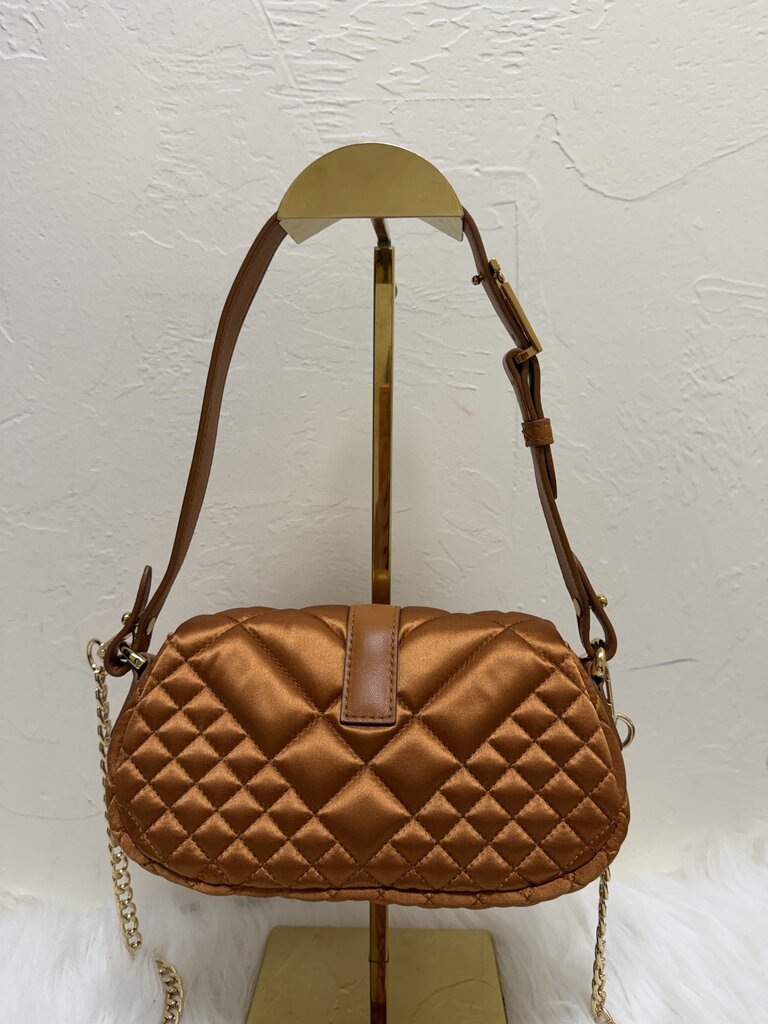 Greca Goddess Quilted Satin Shoulder Bag
