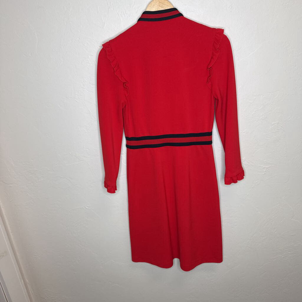 Red Web Ruffle Accent Dress