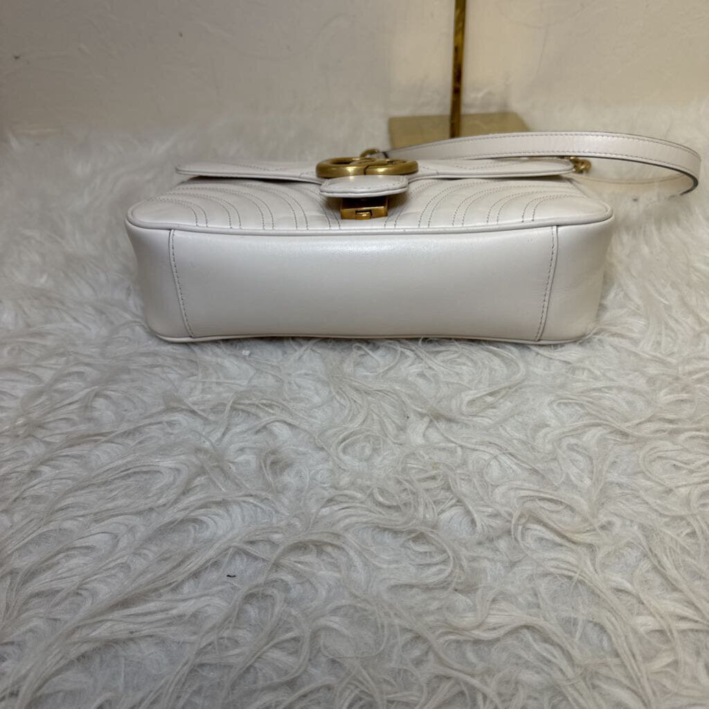 White Leather Gucci GG Marmon Chevron