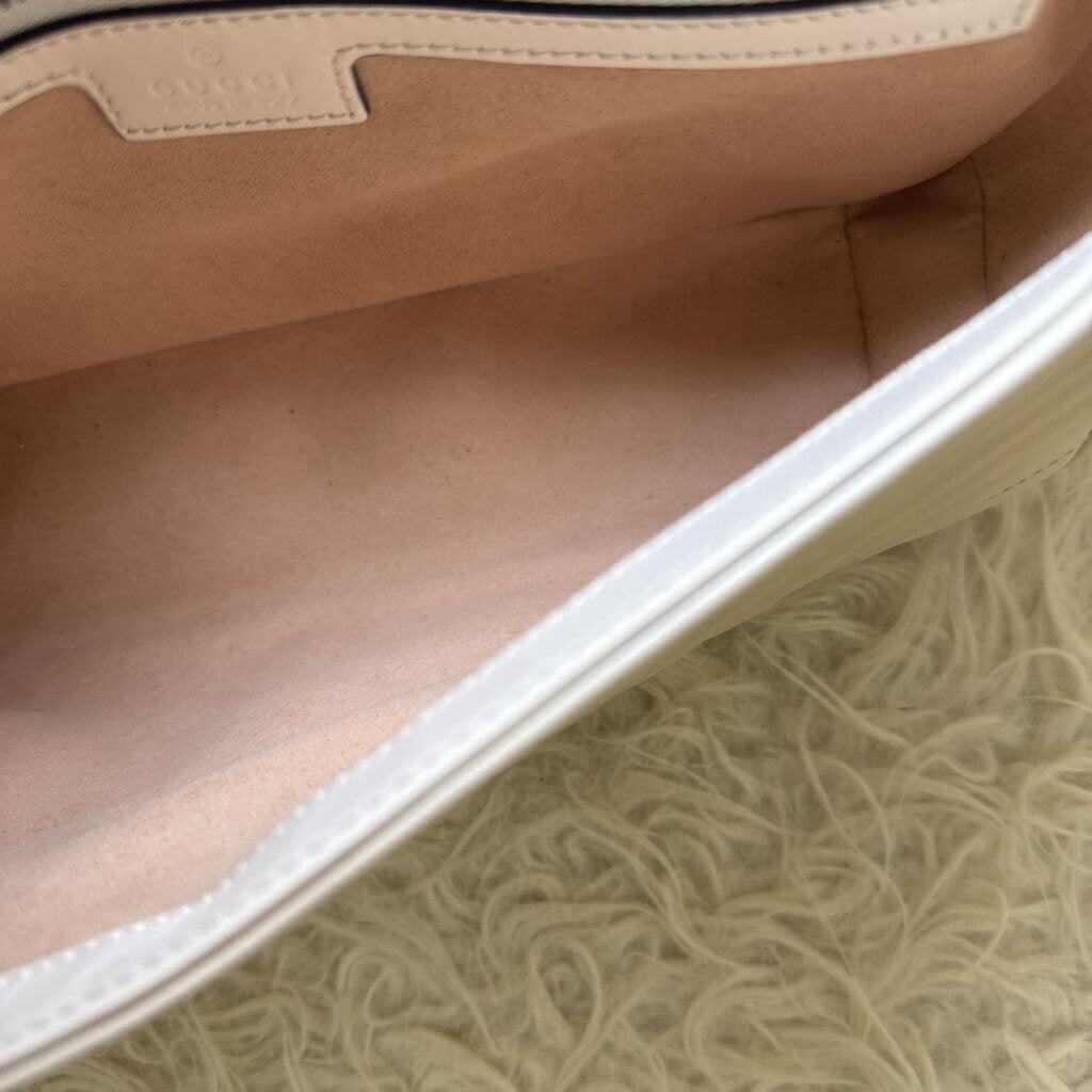 White Leather Gucci GG Marmon Chevron