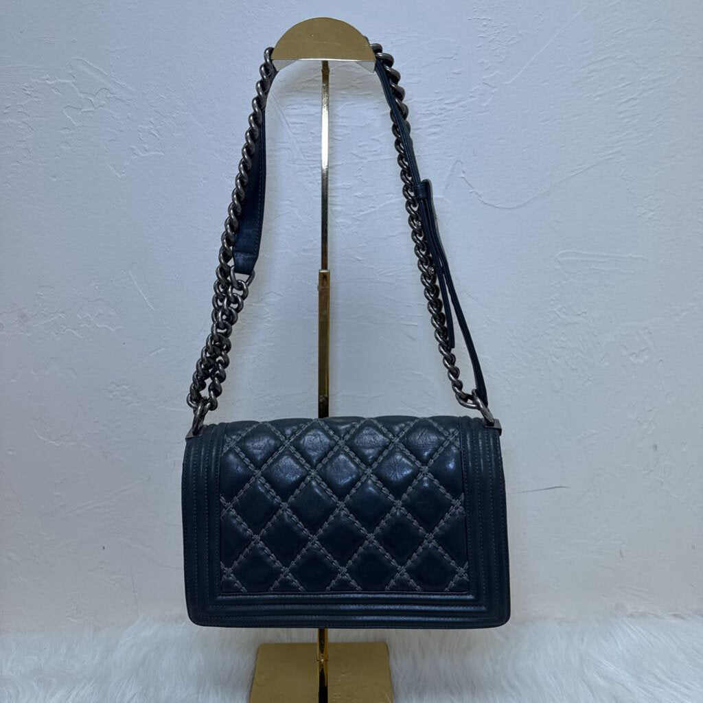Medium Boy Bag w/ Silver Stitching