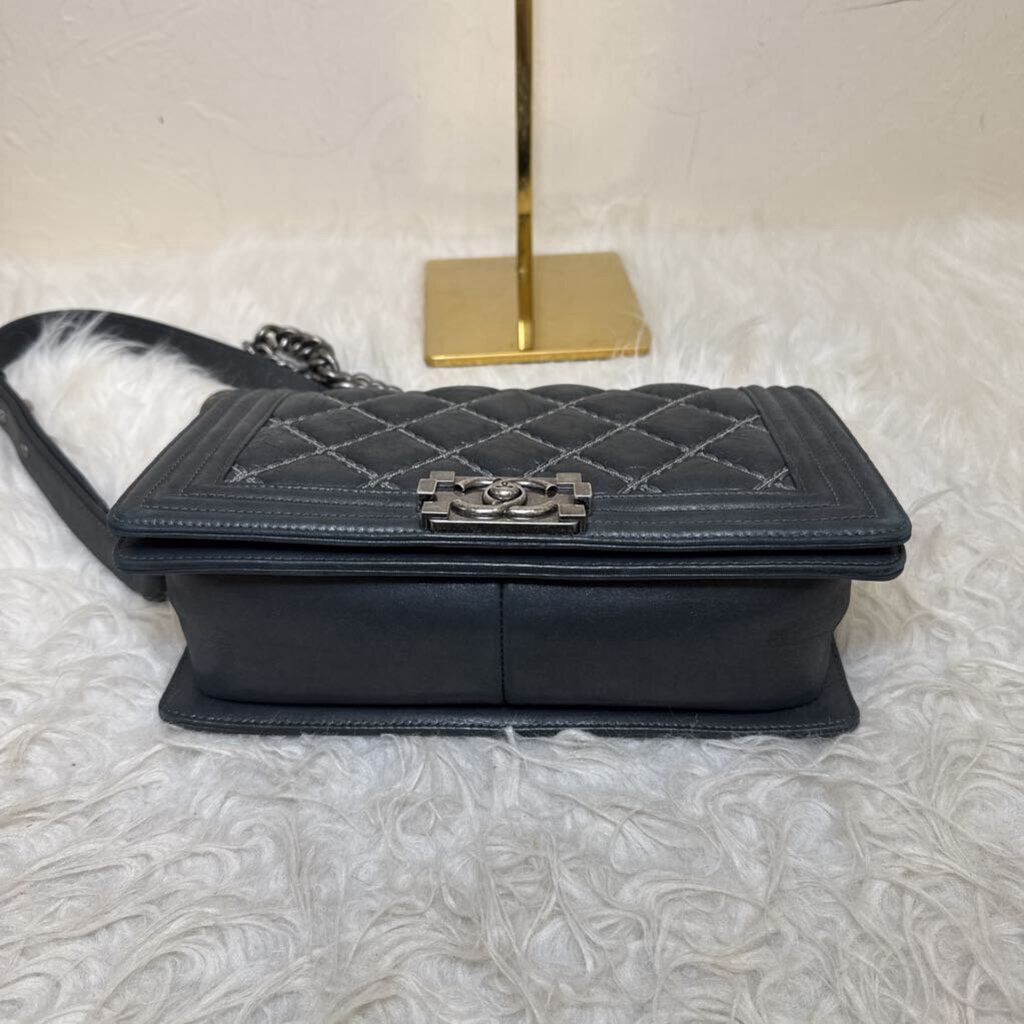 Medium Boy Bag w/ Silver Stitching