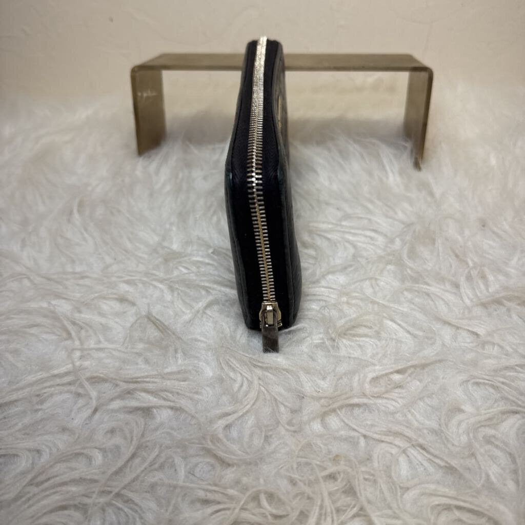 Black Monogram Zip Around Wallet