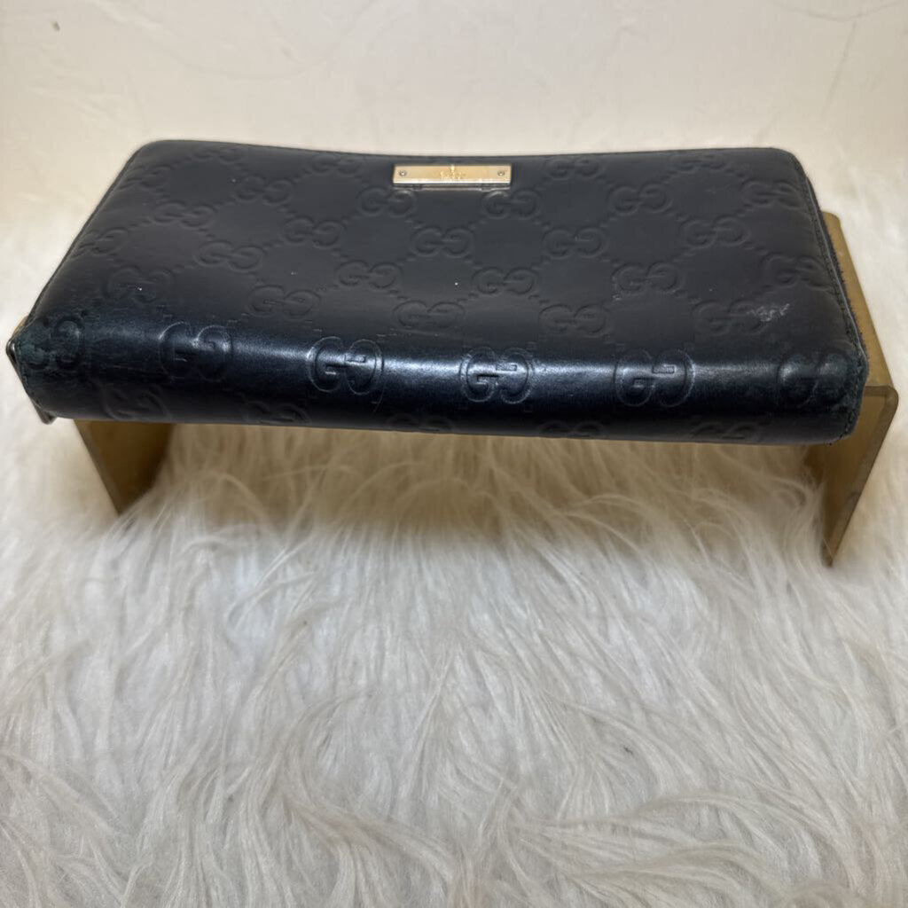 Black Monogram Zip Around Wallet
